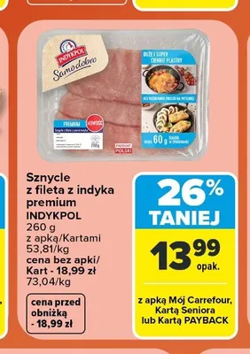 Sznycle z fileta z indyka premium Indykpol promocja w Carrefour