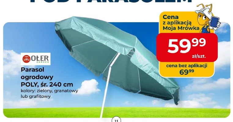 Parasol ogrodowy POLY OŁER GARDEN śr. 240cm promocja w PSB Mrówka