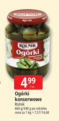 Ogórki konserwowe Rolnik promocja w Leclerc