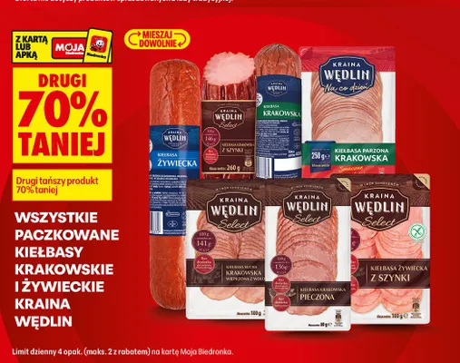 Kiełbasa myśliwska Kraina wędlin select promocja w Biedronka