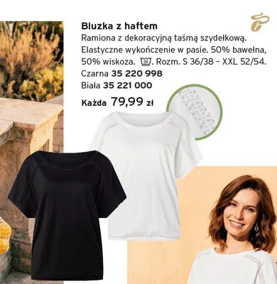 Bluzka z haftem czarna promocja w Tchibo