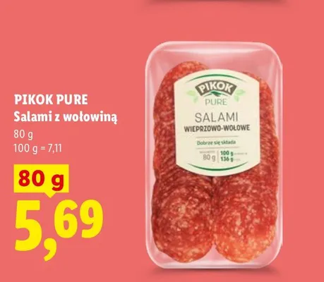 Salami z wołowiną Pikok Pure promocja w Lidl