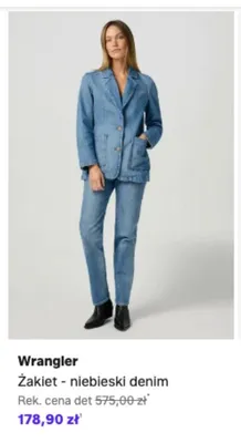 Żakiet Wrangler niebieski denim promocja w Lounge by Zalando