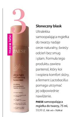 Samoopalająca mgiełka do twarzy Paese promocja w Hebe