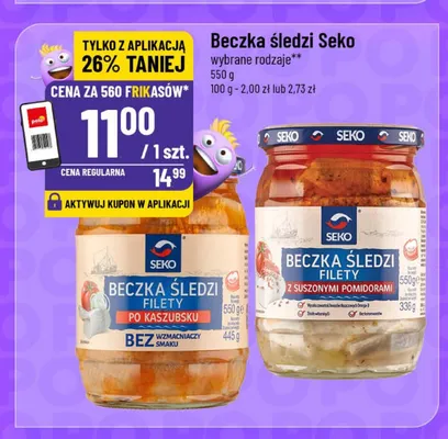 Beczka śledzi filety z suszonymi pomidorami Seko promocja w POLOmarket