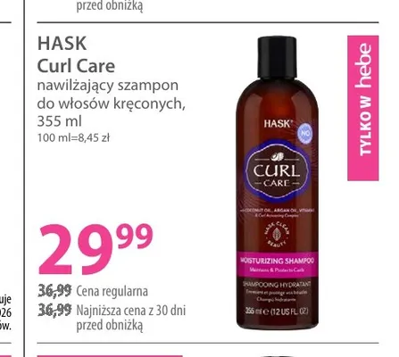 Nawilżający szampon do włosów kręconych Curl Care Hask promocja w Hebe
