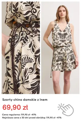 Szorty chino damskie z lnem promocja w Medicine