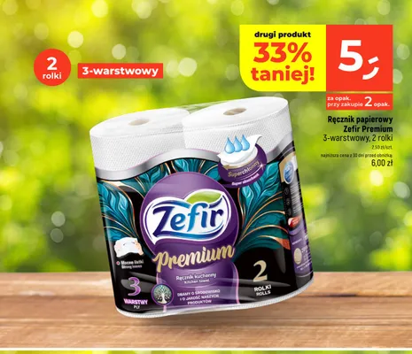 Ręcznik papierowy Zefir Premium 3-warstwowy 2-pak promocja w Dealz