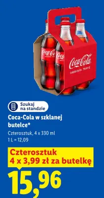 Napój gazowany Coca-Cola w szklanej butelce 4-pak promocja w Lidl