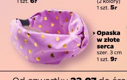 Opaska do włosów w złote serca promocja w Netto
