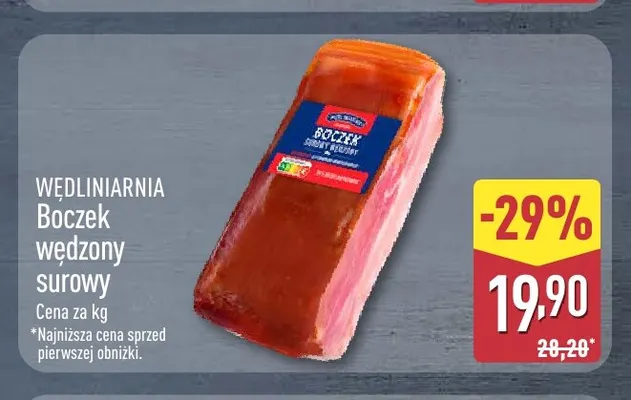 Boczek wędzony surowy Wędliniarnia promocja w Aldi