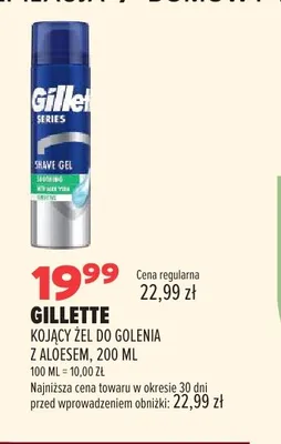 Kojący żel do golenia z aloesem Gillette promocja w Drogerie Natura