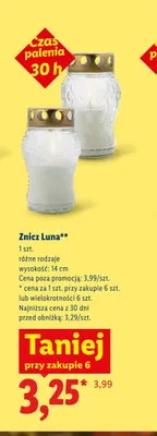 Znicz Luna 14 cm promocja w Lidl