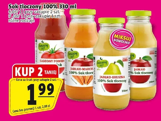 Sok tłoczony 100% 330ml promocja w Prim Market