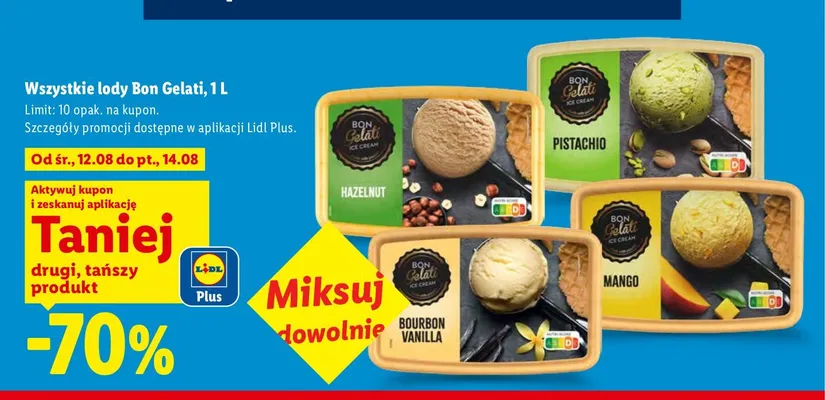 Lody Bon Gelati Bourbon Vanilla promocja w Lidl