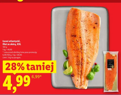 Łosoś atlantycki filet ze skórą XXL promocja w Lidl
