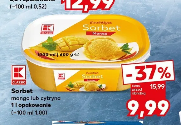 Sorbet cytrynowy K-Classic promocja w Kaufland