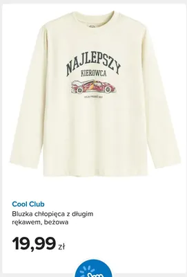 Bluzka chłopięca z długim rękawem beżowa Cool Club promocja w Smyk