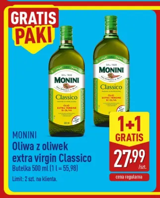 Oliwa z oliwek extra virgin Classico Monini promocja w Aldi