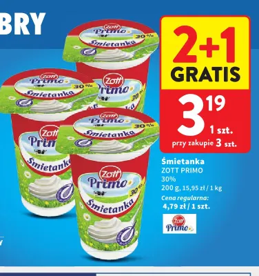 Śmietanka Zott Primo 30% promocja w Intermarche
