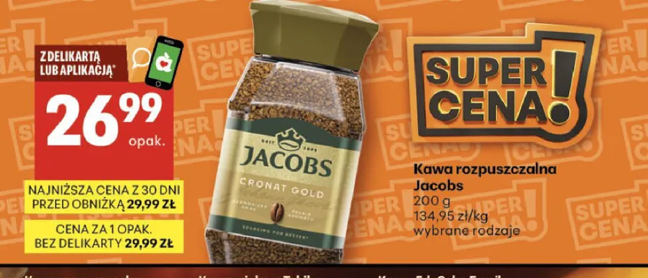 Kawa rozpuszczalna Jacobs Cronat Gold promocja w Delikatesy Centrum