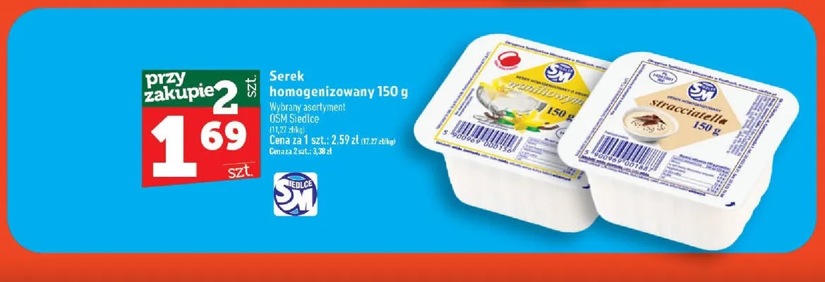 Serek homogenizowany OSM Siedlce waniliowy promocja w TOPAZ
