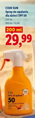 Spray do opalania dla dzieci Cien Sun SPF 50 promocja w Lidl