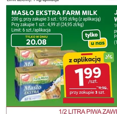 Masło ekstra Farm Milk promocja w Stokrotka