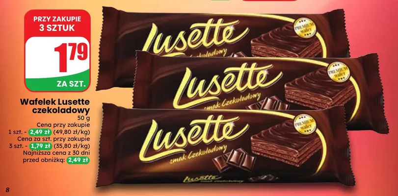 Wafelek Lusette czekoladowy promocja w Dino