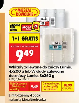 Wkłady zalewane do zniczy Lumia 3-pak promocja w Biedronka