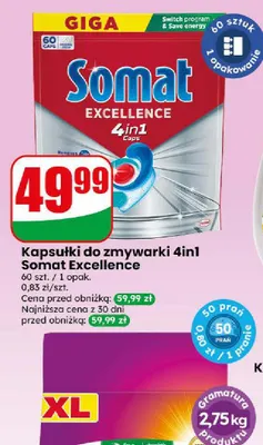 Kapsułki do zmywarki 4in1 Somat Excellence promocja w Dino