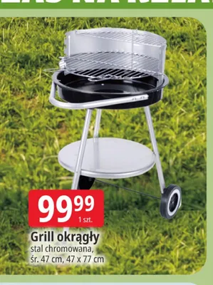 Grill okrągły stal chromowana śr. 47cm 47x77cm promocja w Leclerc