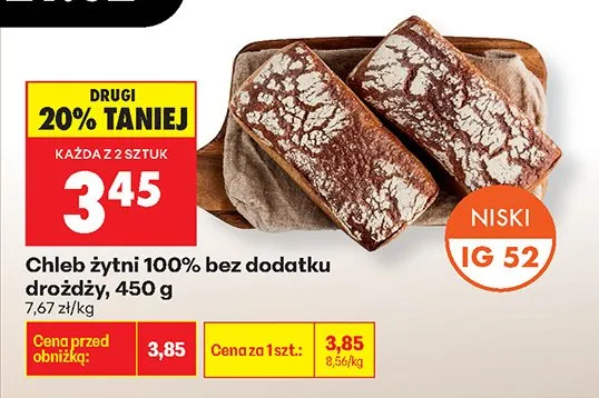 Chleb żytni 100% bez dodatku drożdży promocja w Biedronka