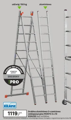 Drabina aluminiowa 3-częściowa wielopozycyjna MONTO 3 x 10 Krause promocja w Leroy Merlin
