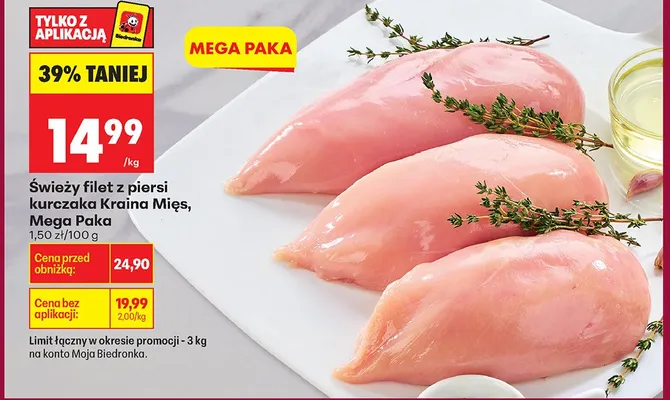 Świeży filet z piersi kurczaka Mega Paka promocja w Biedronka