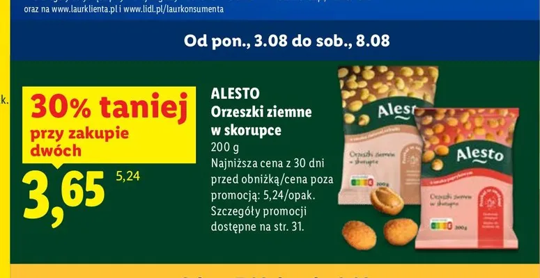 Orzeszki ziemne w skorupce Alesto promocja w Lidl