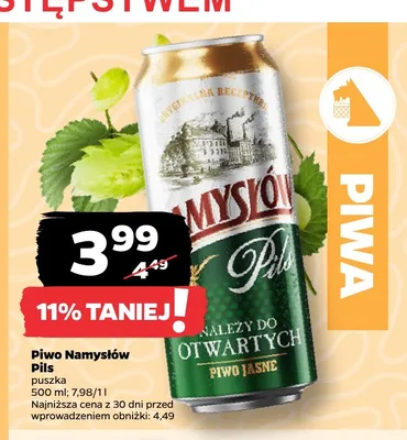 Piwo Namysłów Pils promocja w Netto