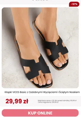 Klapki Vices Basic z ozdobnymi wycięciami i ściętym noskiem promocja w Renee