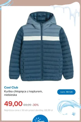 Kurtka chłopięca z kapturem niebieska Cool Club promocja w Smyk