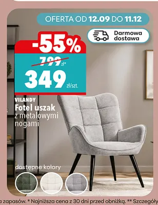 Fotel uszak z metalowymi nogami Vilandy promocja w Biedronka
