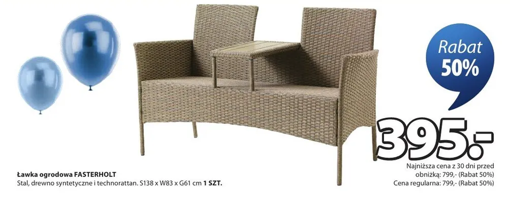 Ławka ogrodowa FASTERHOLT promocja w Jysk