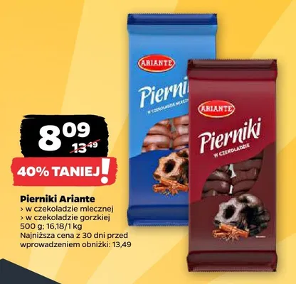 Pierniki Ariante w czekoladzie gorzkiej promocja w Netto
