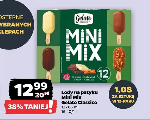 Lody na patyku Mini Mix Gelato Classico 12-pak promocja w Netto