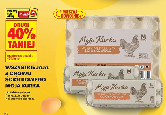 Jaja z chowu ściółkowego - różne rozmiary promocja w Biedronka