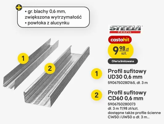 Profil sufitowy UD30 0,6 mm Steela Profil promocja w Castorama