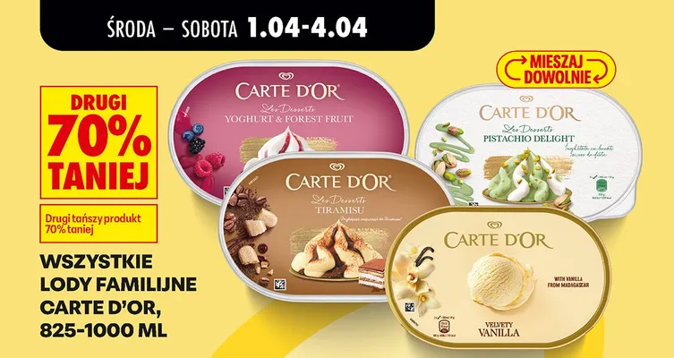 Wszystkie lody familijne Carte d'Or promocja w Biedronka