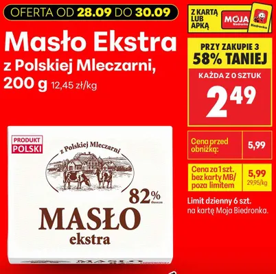 Masło ekstra z Polskiej Mleczarni promocja w Biedronka