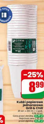 Kubki papierowe jednorazowe Grill & Chill 250ml 25szt. promocja w Dino