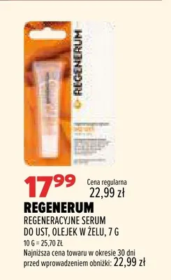 Regeneracyjne serum do ust olejek w żelu Regenerum promocja w Drogerie Natura