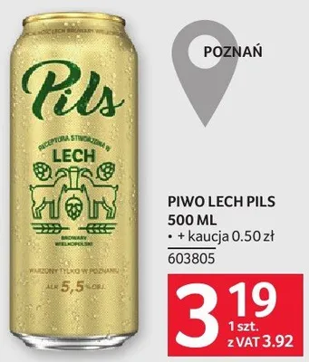 Piwo Lech Pils 500 ml promocja w Selgros